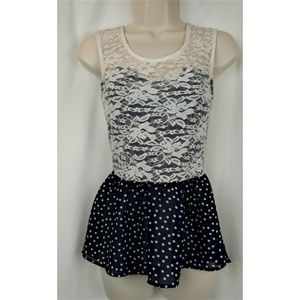L8TER Lace Peplum Tank Top Junior Small